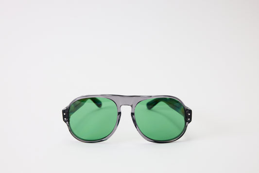 NEW YORK EYERISH, Belfasts, Grey Frames with Green Lenses
