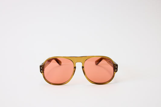 NEW YORK EYERISH, Belfasts, Caramel Frames with Red Lenses