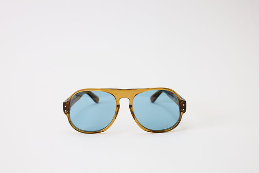 NEW YORK EYERISH, Belfasts, Caramel Frames with Blue Lenses