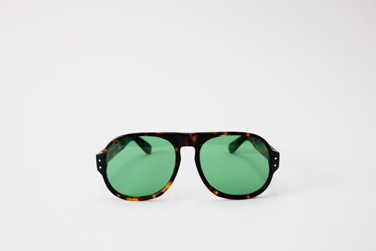 NEW YORK EYERISH, Belfasts, Dark Tortoise with Green Lenses
