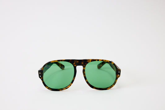 NEW YORK EYERISH, Belfasts, Light Tortoise with Green Lenses