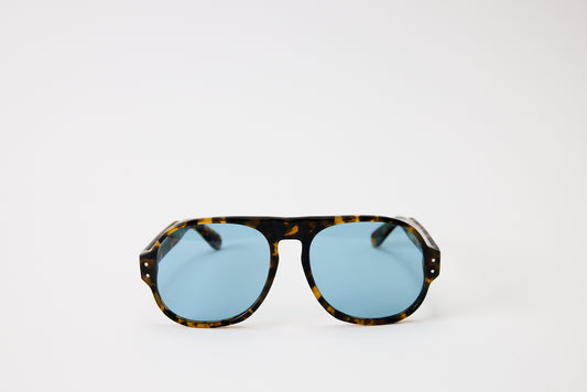 NEW YORK EYERISH, Belfasts, Light Tortoise with Blue Lenses