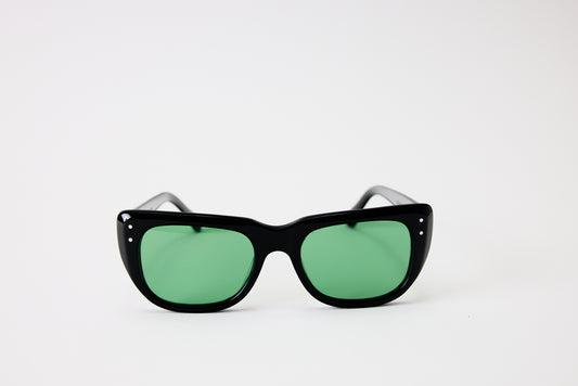 NEW YORK EYERISH, Bundorans. Black with Green Lenses