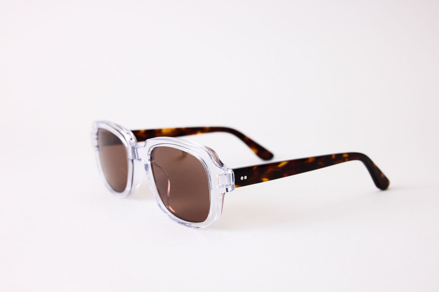 Small - NEW YORK EYERISH, "The Downings." Clear Frames with Dark Tortoise Temples with Amber Lenses
