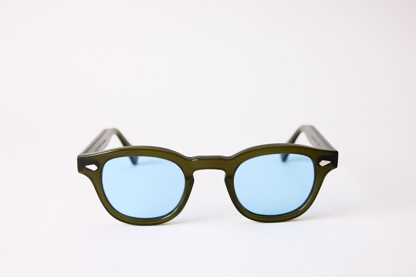 Small - NEW YORK EYERISH, Causeway. Green Frame with Light Blue Lenses