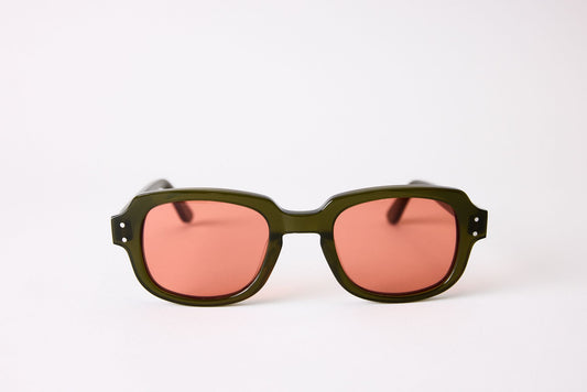 Small - NEW YORK EYERISH, "The Downings." Green Frame with Red Lenses