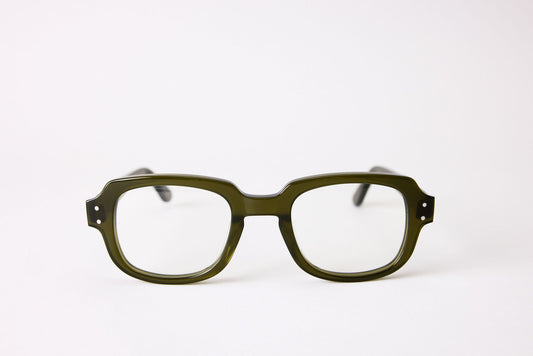 Small - NEW YORK EYERISH, "The Downings." Rx Prescription Lenses with Olive Green Frames