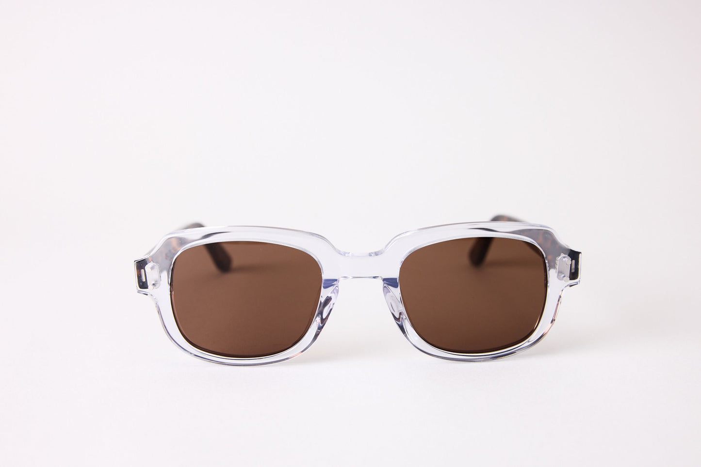 Small - NEW YORK EYERISH, "The Downings." Clear Frames with Dark Tortoise Temples with Amber Lenses