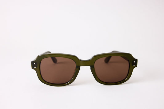 Small - NEW YORK EYERISH, "The Downings." Green Frame with Amber Lenses