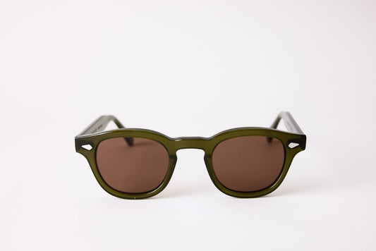 Small - NEW YORK EYERISH, Causeway. Green Frame with Amber Lenses