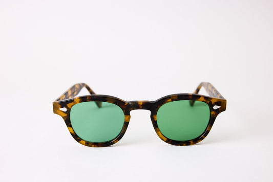 Small - NEW YORK EYERISH, Causeway. Light Tortoise Frame with Racing Green Lenses