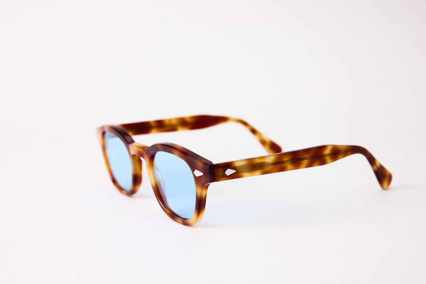 Small - NEW YORK EYERISH, Causeway. Red and Blonde Frame with Light Blue Lenses