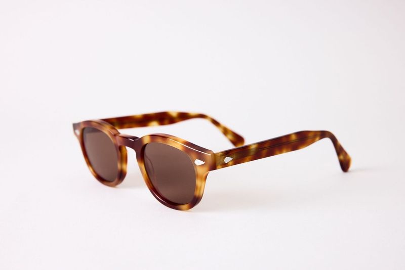 Small - NEW YORK EYERISH, Causeway. Red and Blonde Frame with Amber Lenses