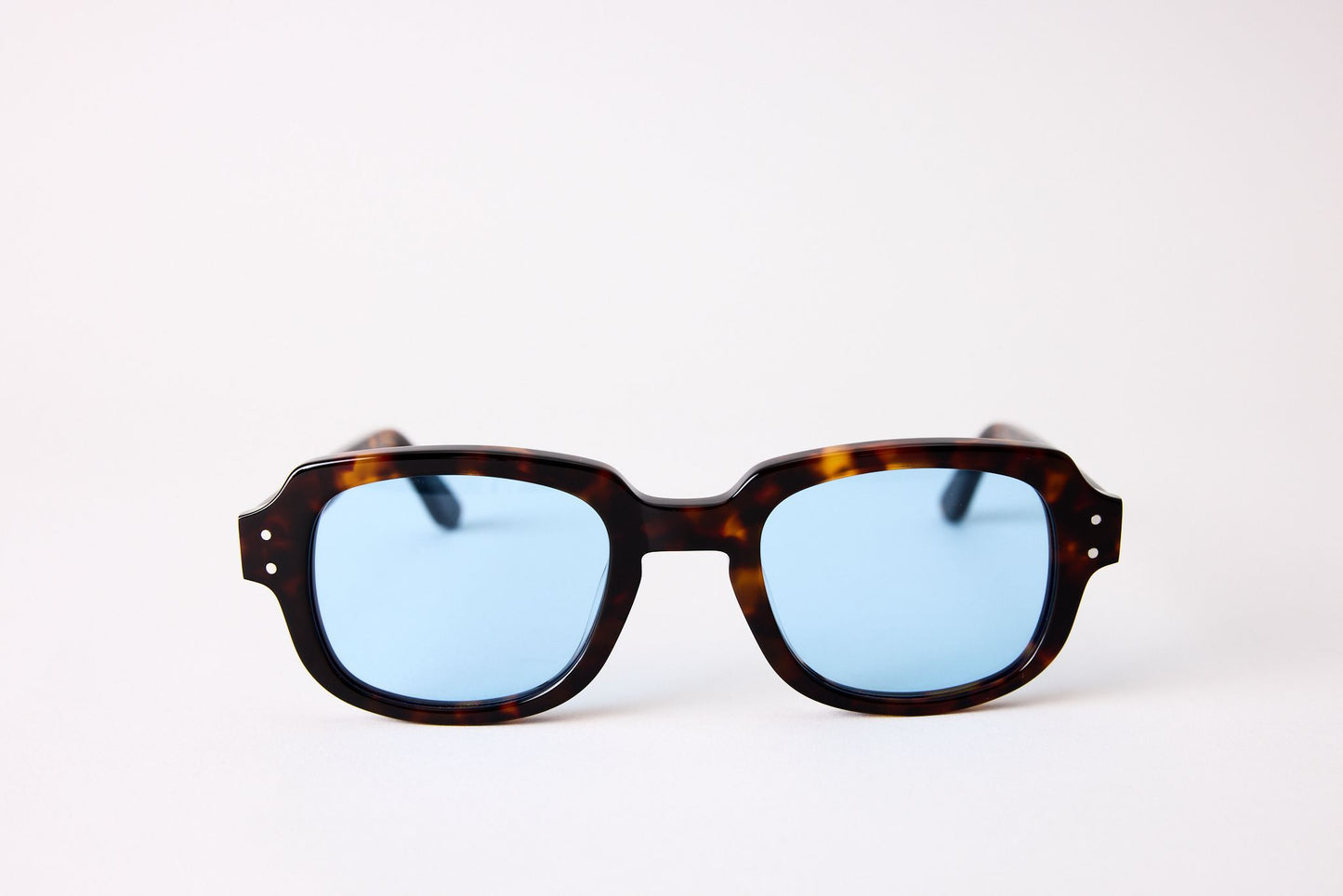 Small - NEW YORK EYERISH, "The Downings." Dark Tortoise Frame with Baby Blue Lenses