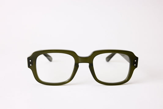 Large - NEW YORK EYERISH, "The Downings." Rx Prescription Lenses with Olive Green Frames