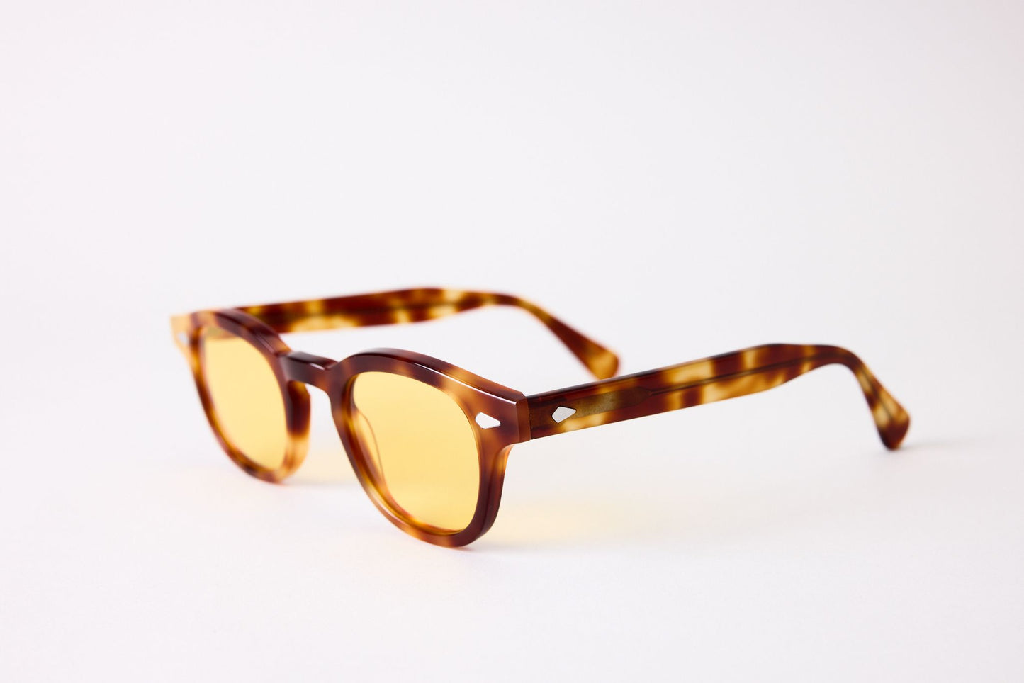 Small - NEW YORK EYERISH, Causeway. Red and Blonde Frame with Yellow Lenses