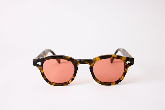 Small - NEW YORK EYERISH, Causeway. Light Tortoise Frame with Red Lenses