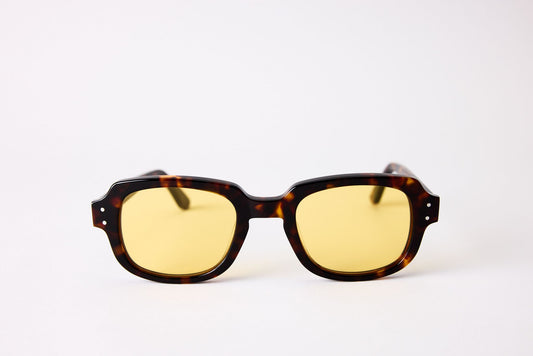 Small - NEW YORK EYERISH, "The Downings." Dark Tortoise Frame with Yellow Lenses