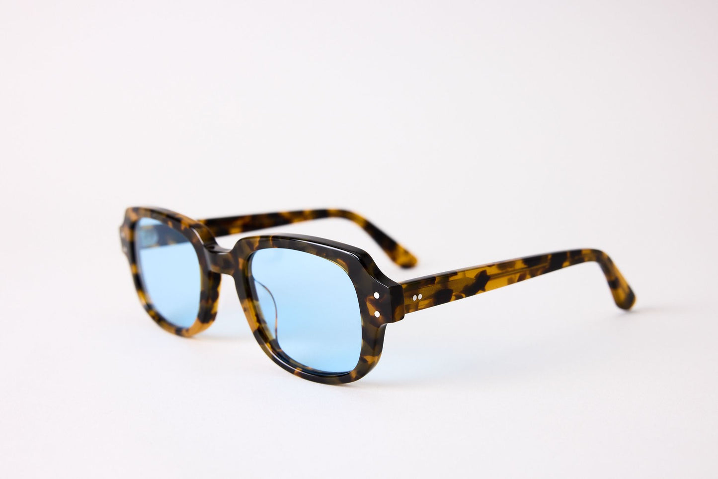Small - NEW YORK EYERISH, "The Downings." Light Tortoise Frame with Baby Blue Lenses