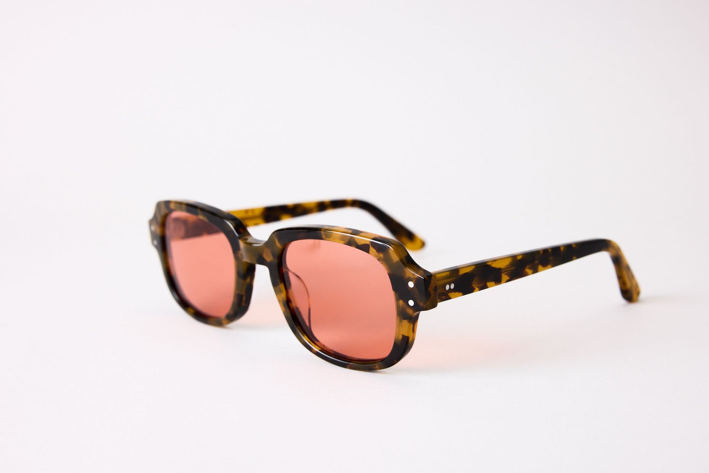 Small - NEW YORK EYERISH, "The Downings." Light Tortoise Frame with Red Lenses