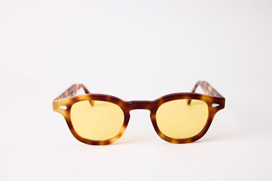 Small - NEW YORK EYERISH, Causeway. Red and Blonde Frame with Yellow Lenses