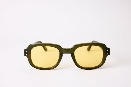 Small - NEW YORK EYERISH, "The Downings." Green Frame with Yellow Lenses