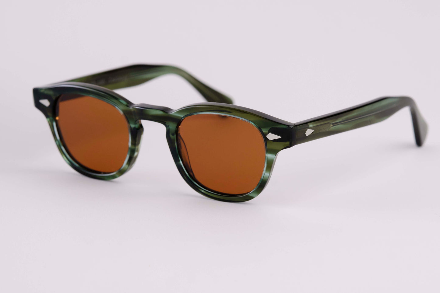 Small - NEW YORK EYERISH, Causeway. Green Tortoise Shell Frame with Amber Lenses