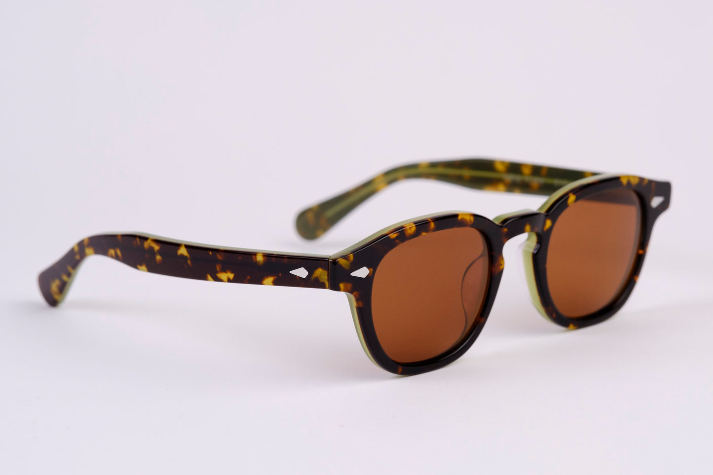Large - NNEW YORK EYERISH, Causeway. Whiskey Tortoise/Green Frame with Amber Lenses