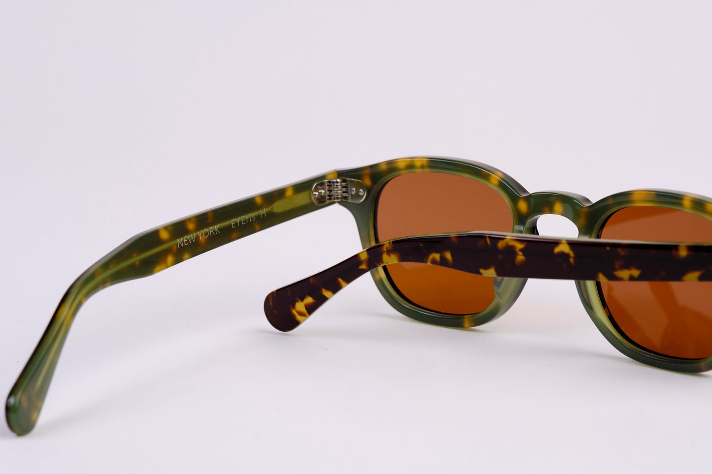 Large - NNEW YORK EYERISH, Causeway. Whiskey Tortoise/Green Frame with Amber Lenses
