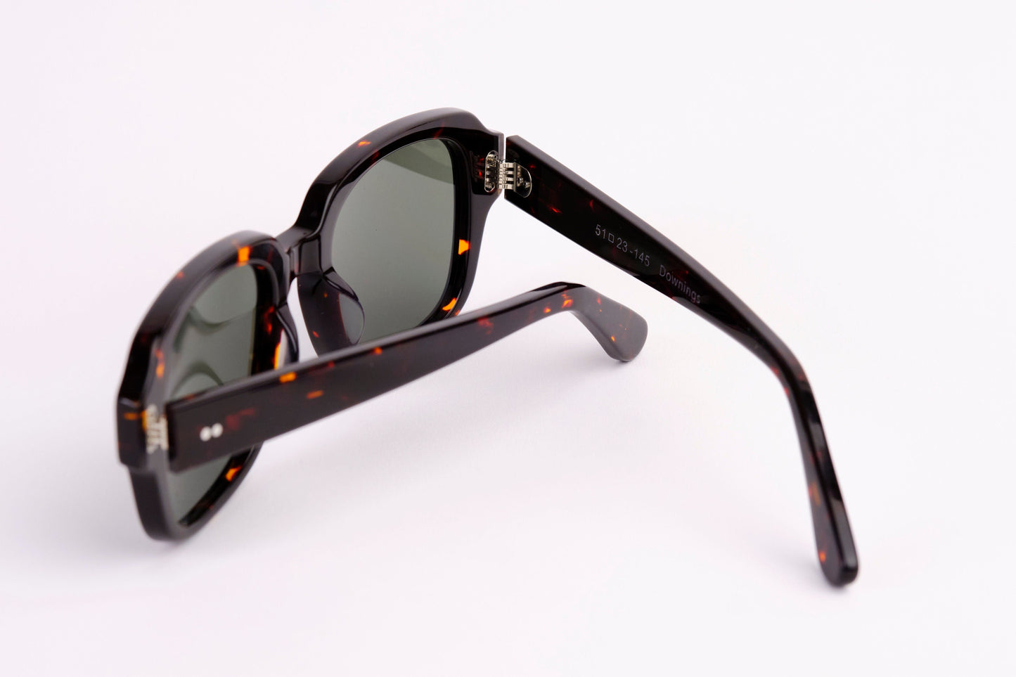 Large - NEW YORK EYERISH, "The Downings." Dark Brown Tortoise Shell Frame with G24 Green Lenses