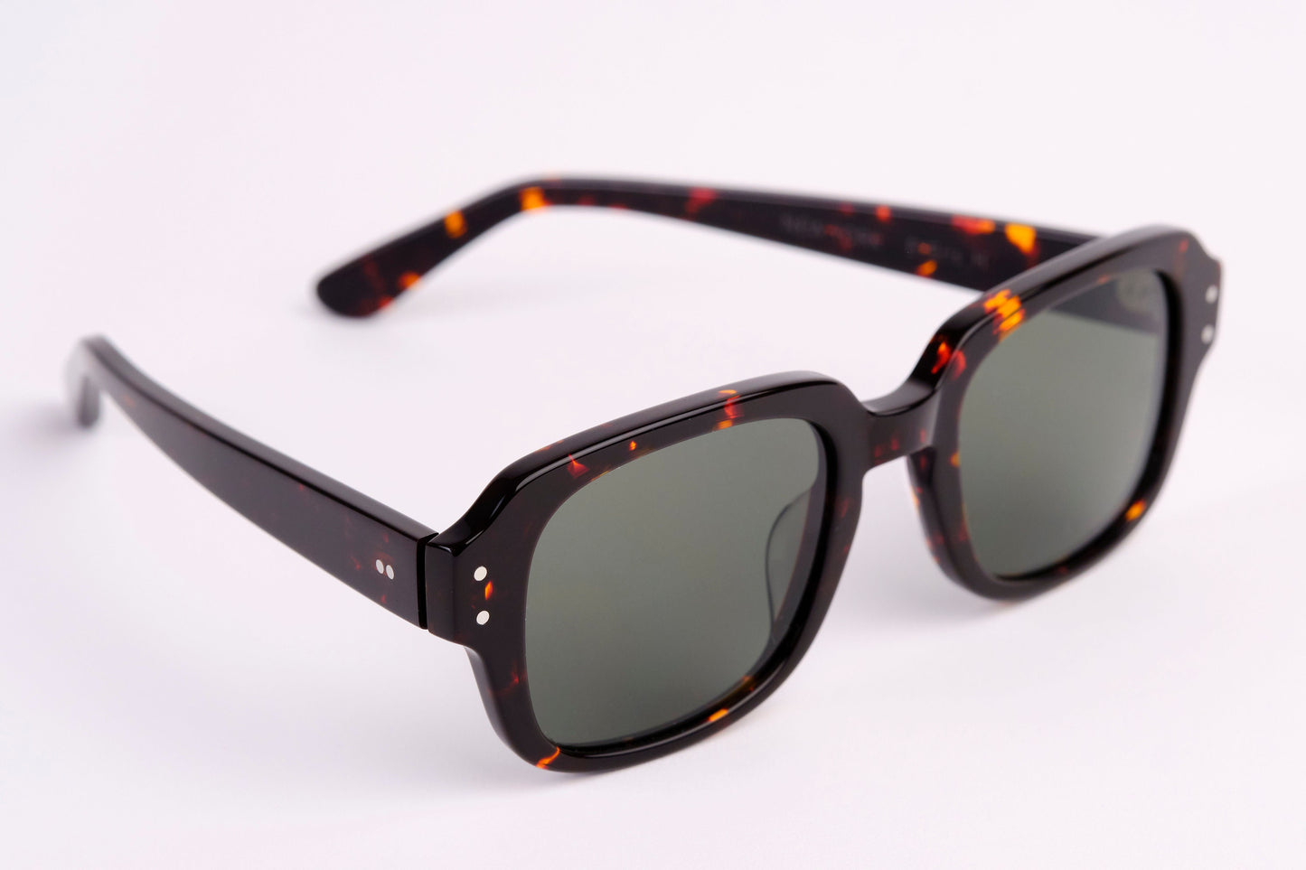 Large - NEW YORK EYERISH, "The Downings." Dark Brown Tortoise Shell Frame with G24 Green Lenses