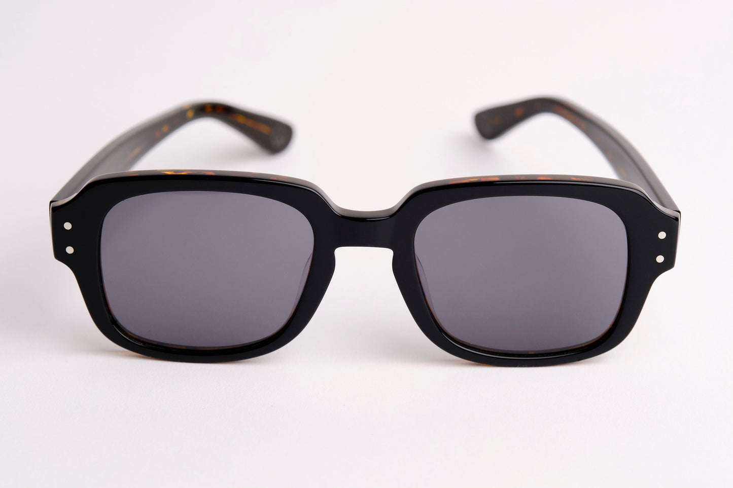 Large - NEW YORK EYERISH, "The Downings." Black/Brown Tortoise Shell Frame with Grey Lenses