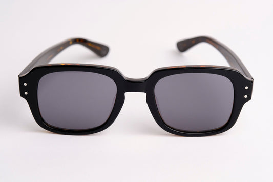 Large - NEW YORK EYERISH, "The Downings." Black/Brown Tortoise Shell Frame with Grey Lenses