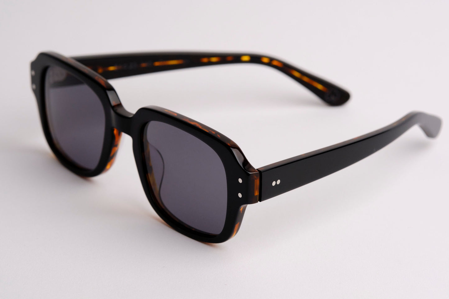 Large - NEW YORK EYERISH, "The Downings." Black/Brown Tortoise Shell Frame with Grey Lenses