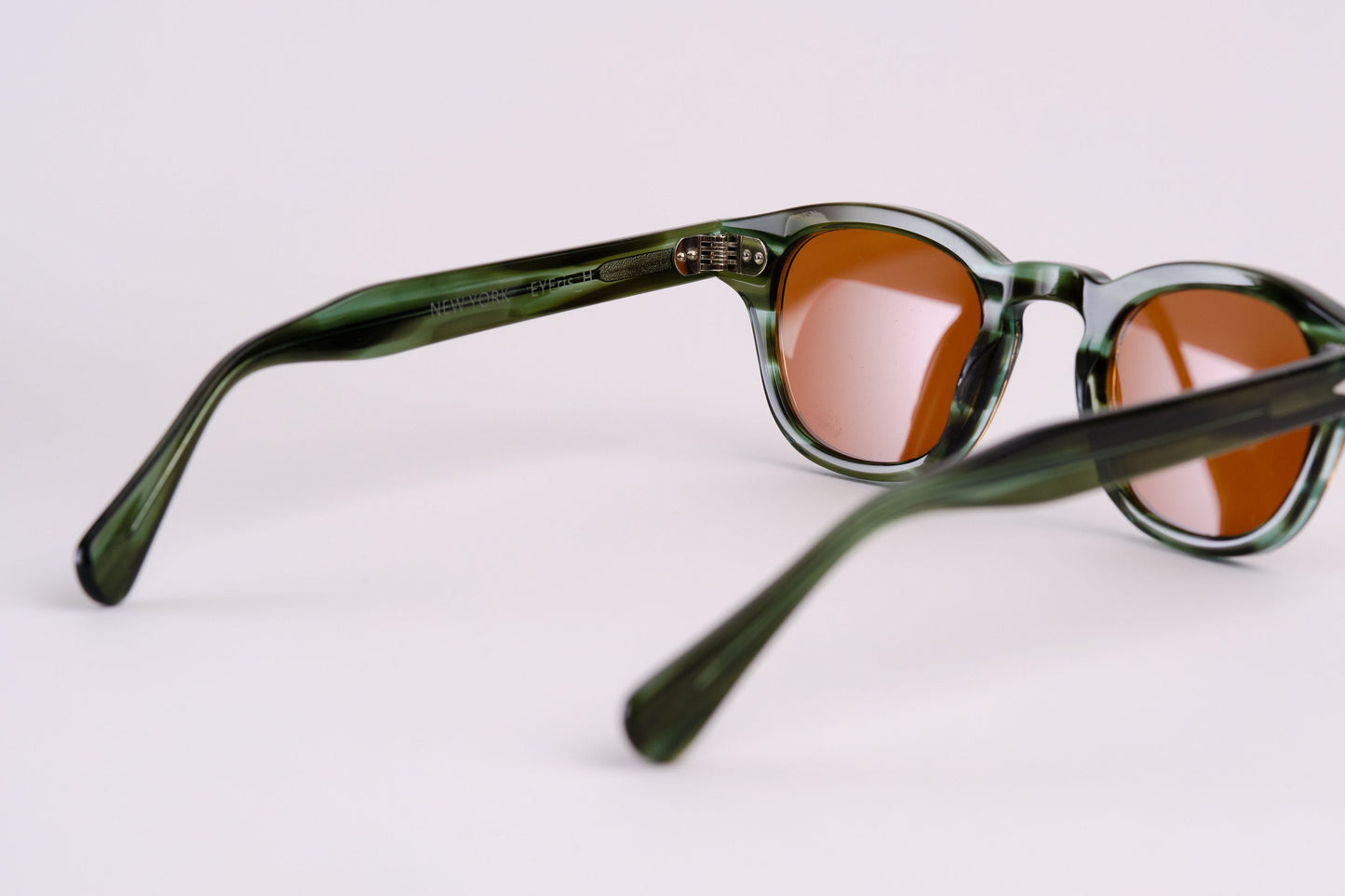 Small - NEW YORK EYERISH, Causeway. Green Tortoise Shell Frame with Amber Lenses
