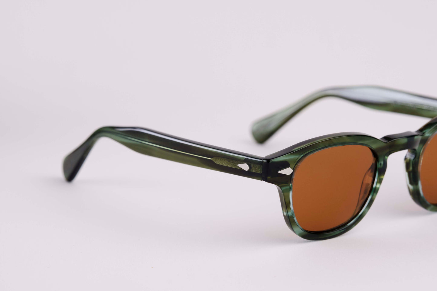 Small - NEW YORK EYERISH, Causeway. Green Tortoise Shell Frame with Amber Lenses