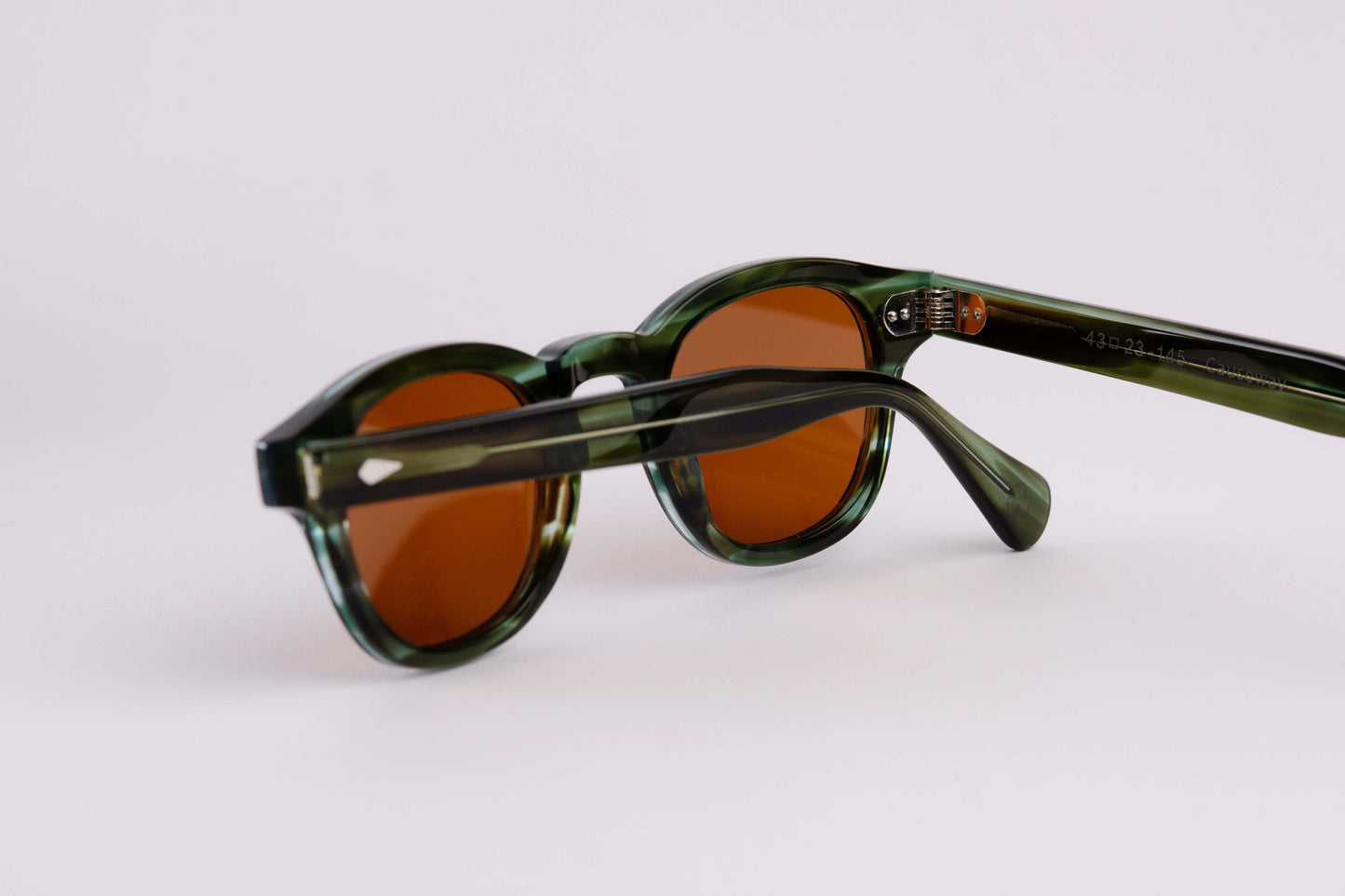 Small - NEW YORK EYERISH, Causeway. Green Tortoise Shell Frame with Amber Lenses