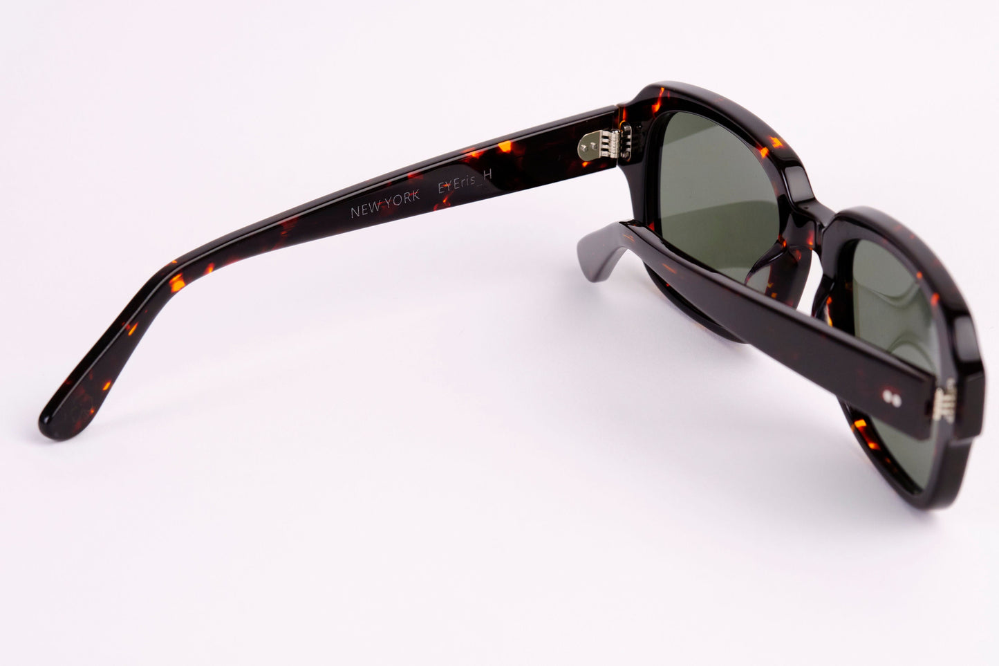 Large - NEW YORK EYERISH, "The Downings." Dark Brown Tortoise Shell Frame with G24 Green Lenses