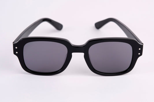 Large - NEW YORK EYERISH "The Downings" Black Shell Frame with Grey Lenses