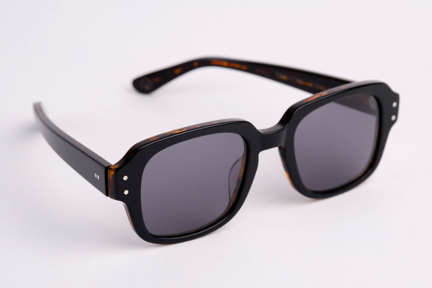 Large - NEW YORK EYERISH, "The Downings." Black/Brown Tortoise Shell Frame with Grey Lenses