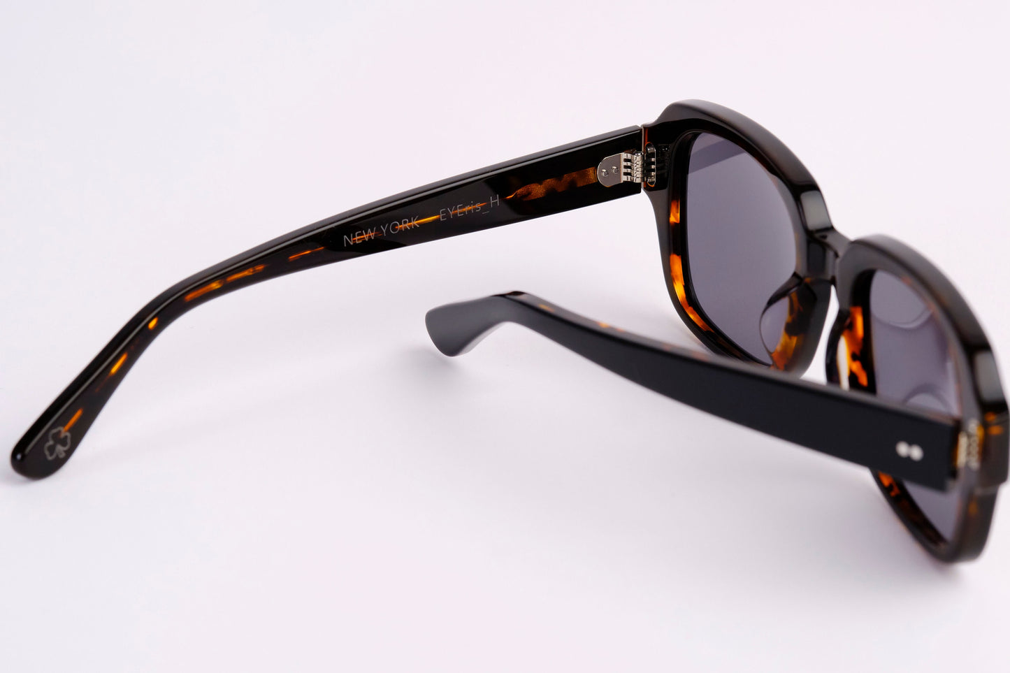 Large - NEW YORK EYERISH, "The Downings." Black/Brown Tortoise Shell Frame with Grey Lenses