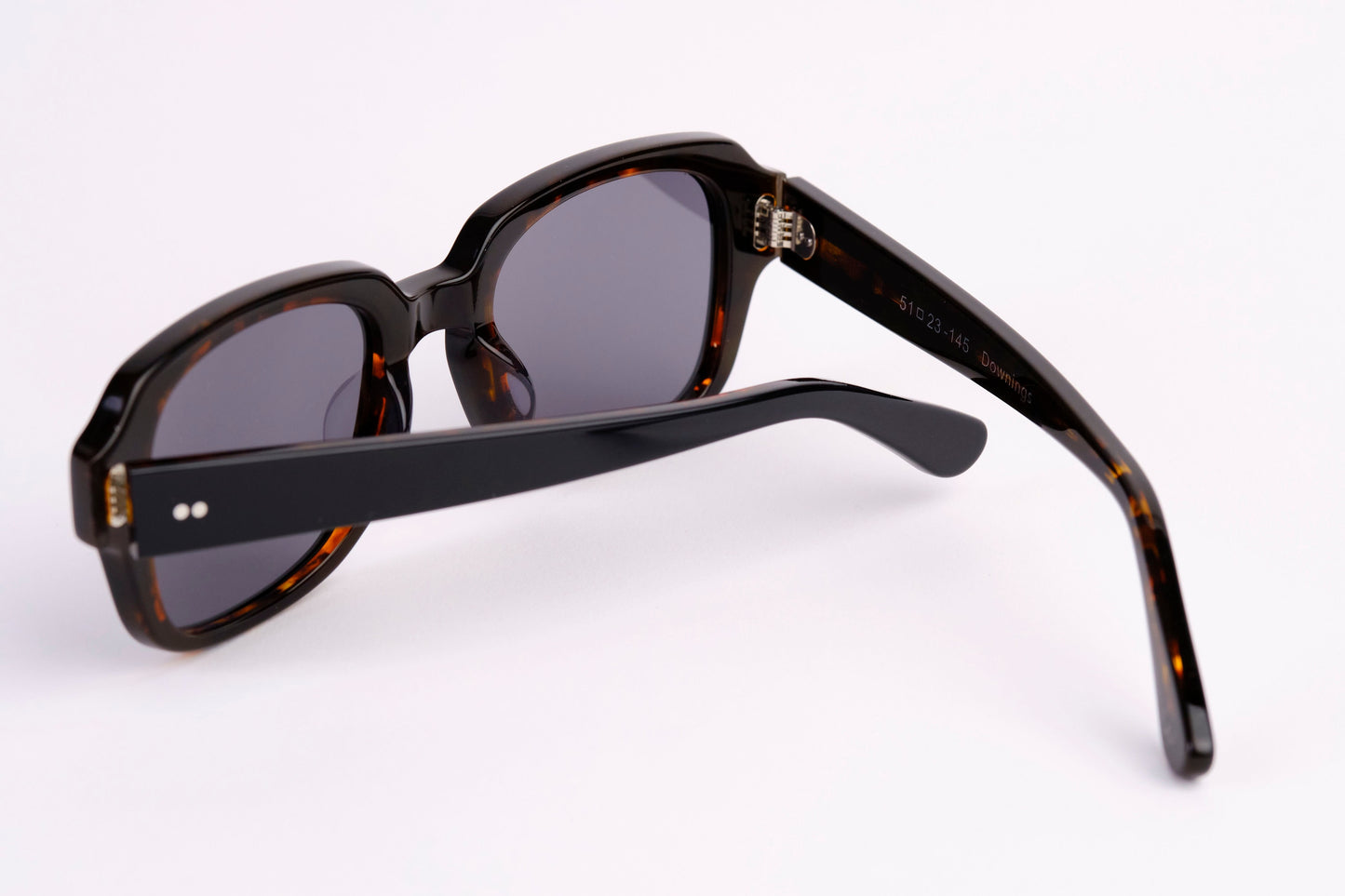 Large - NEW YORK EYERISH, "The Downings." Black/Brown Tortoise Shell Frame with Grey Lenses