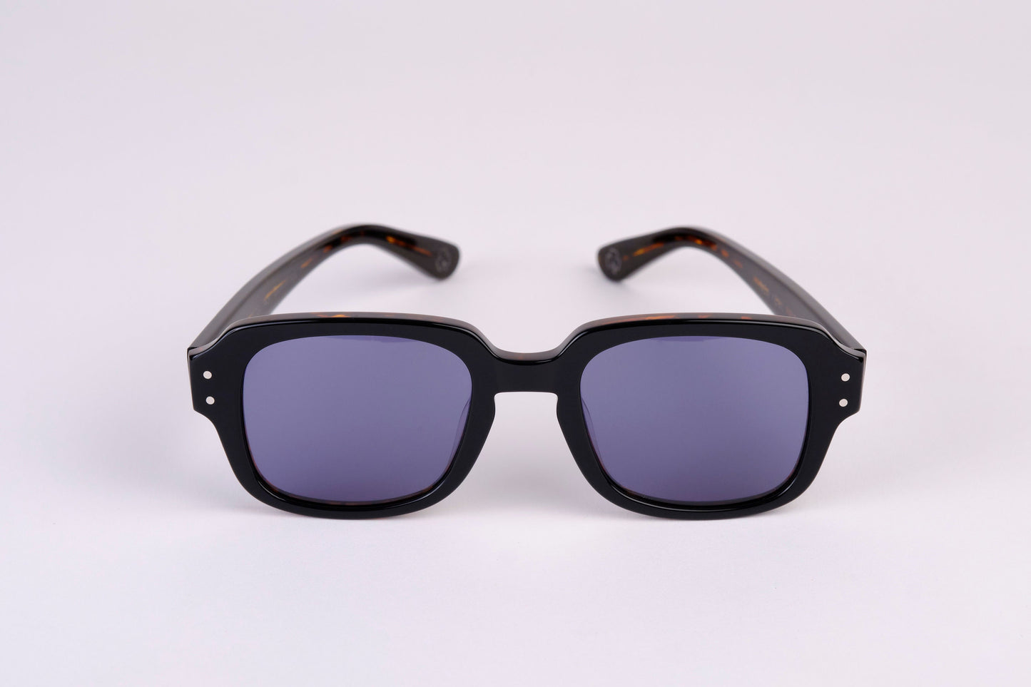 Large - NEW YORK EYERISH, "The Downings." Black/Brown Tortoise Shell Frame with Deep Blue Lenses