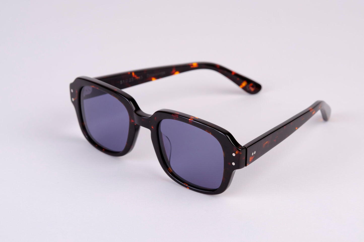Large - NEW YORK EYERISH, "The Downings." Dark Brown Tortoise Shell Frame with Deep Blue Lenses