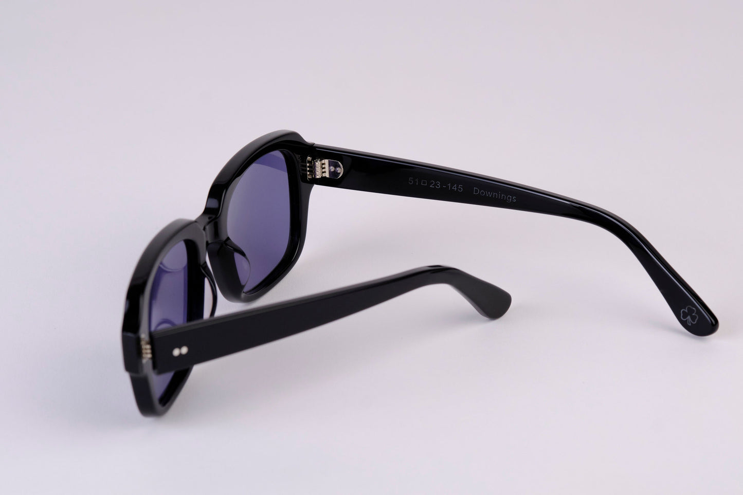 Large - NEW YORK EYERISH, "The Downings." Black Polished Frame with Deep Blue Lenses