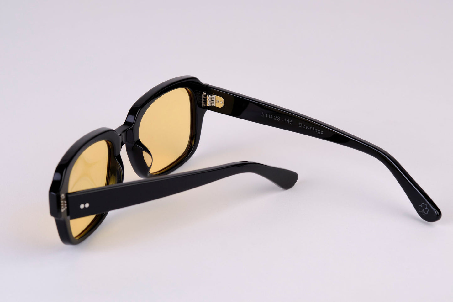 Large - NEW YORK EYERISH, "The Downings." Black Polished Frame with Orange Lenses