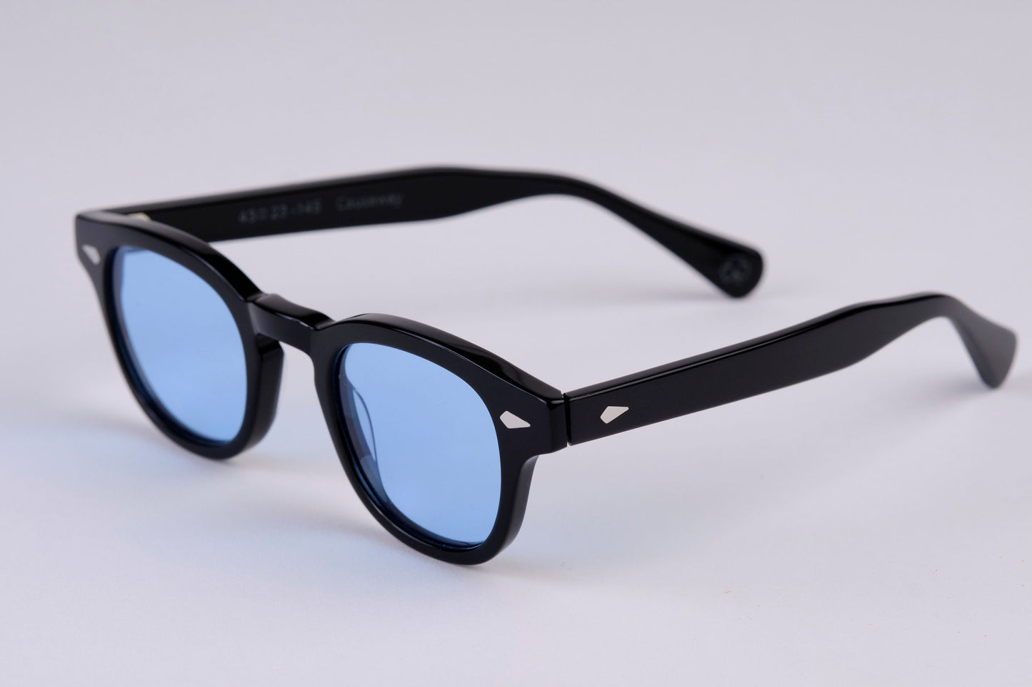 Large - NEW YORK EYERISH, Causeway. Black Frame with Baby Blue Lenses