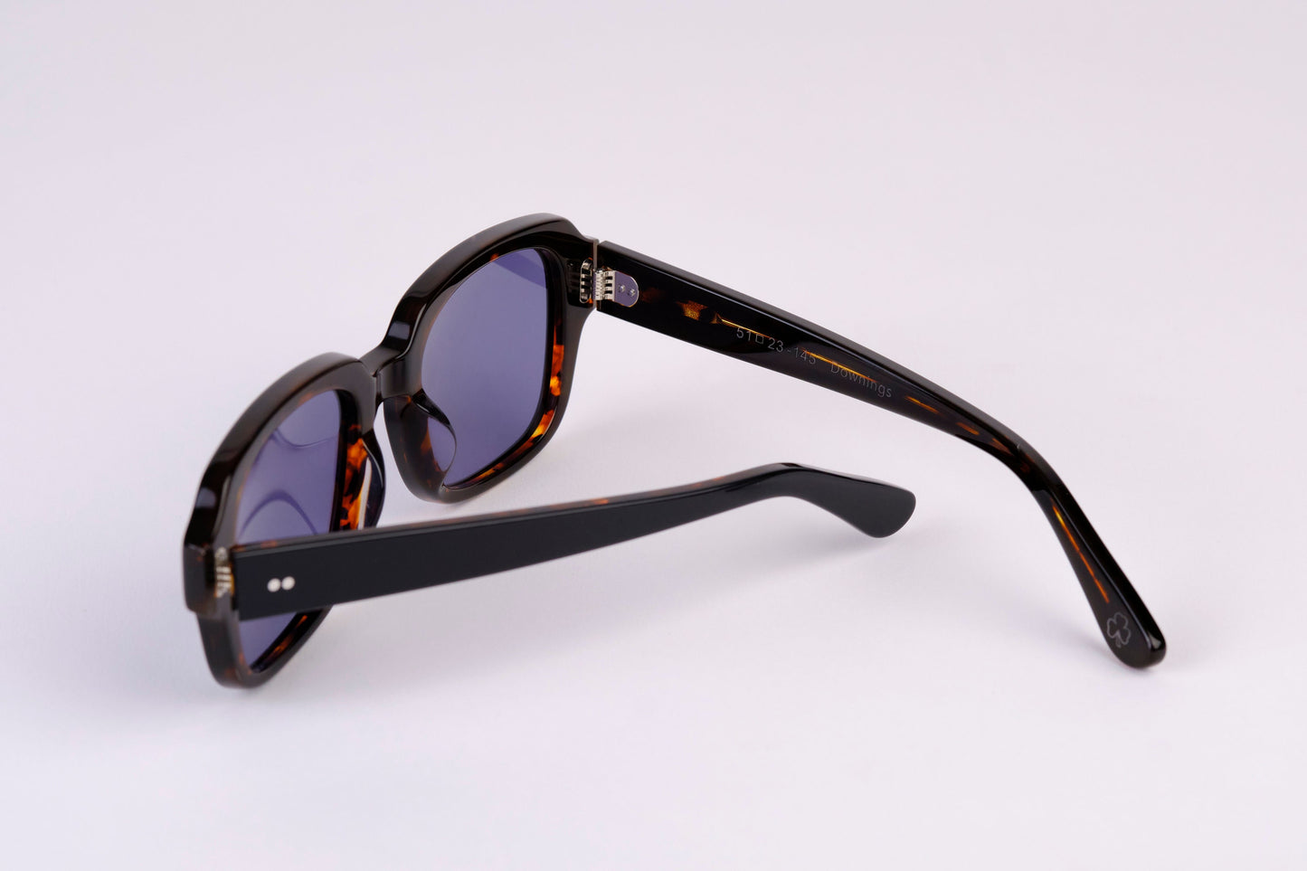 Large - NEW YORK EYERISH, "The Downings." Black/Brown Tortoise Shell Frame with Deep Blue Lenses