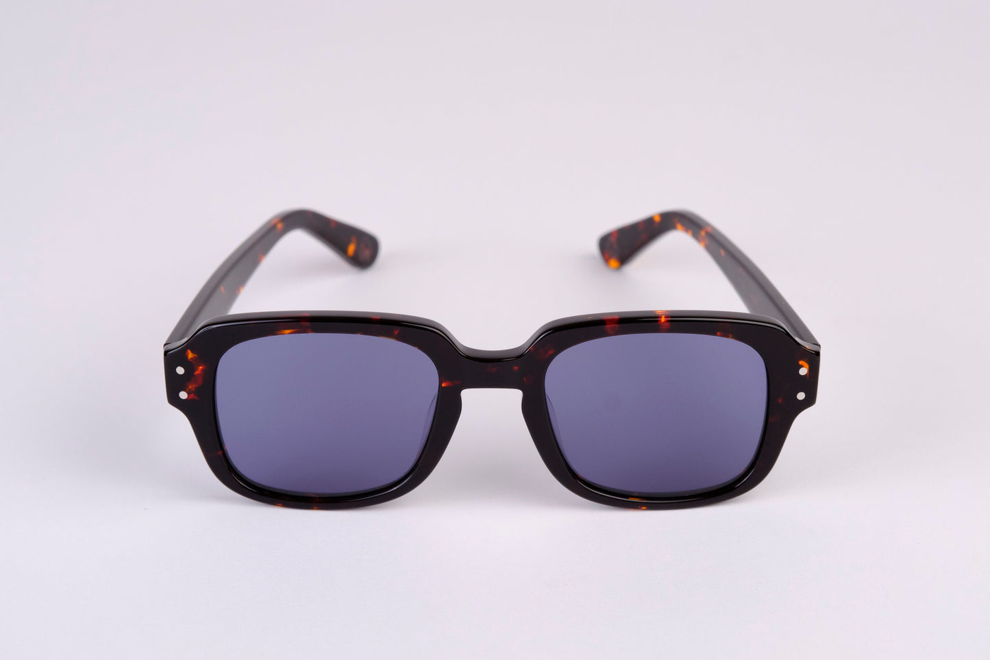 Large - NEW YORK EYERISH, "The Downings." Dark Brown Tortoise Shell Frame with Deep Blue Lenses