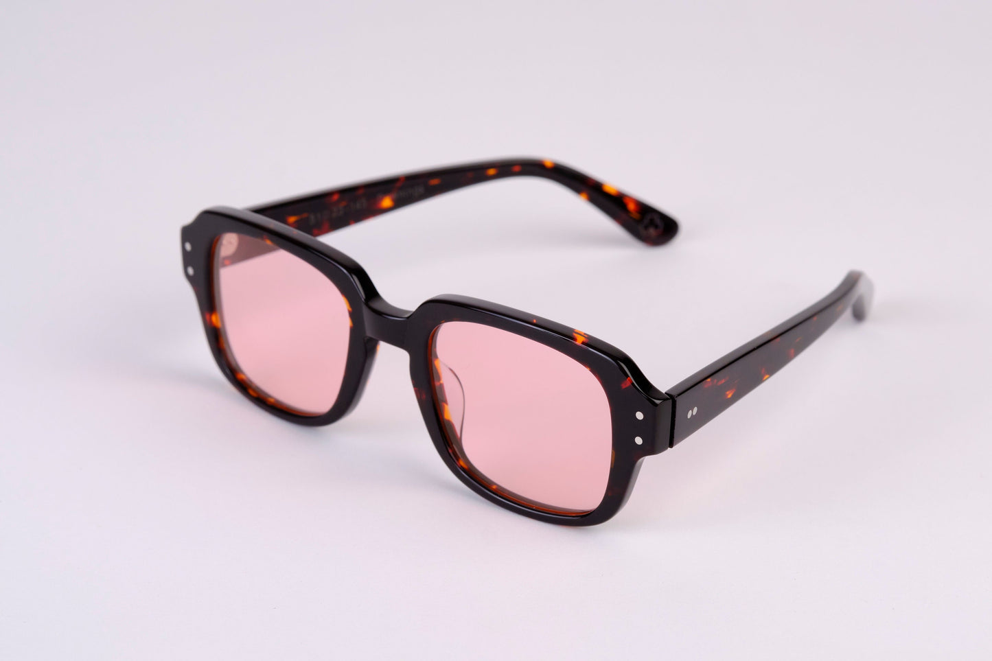 Large - NEW YORK EYERISH, "The Downings." Dark Brown Tortoise Shell Frame with Pink Lenses